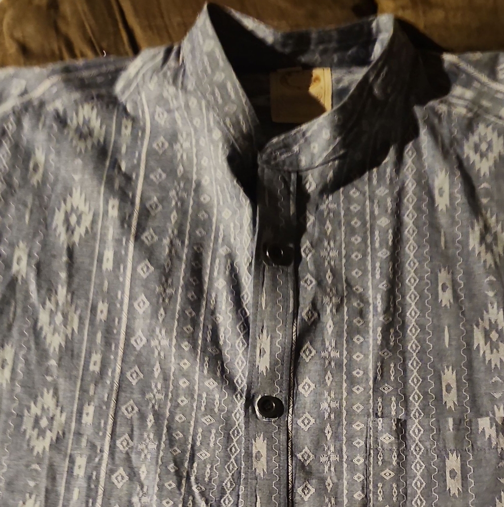 wah maker L cowboy shirt metal buttons made in usa grey